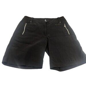Jamie Sadock Golf Shorts Women Size 4 Black Bermuda Stretch Zippered Pockets 8”